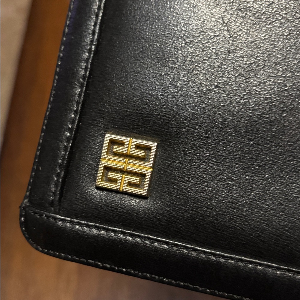 Vintage Givenchy Black Leather Clutch Crossbody Bag with Gold Chain - Picture 7 of 16